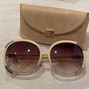 CHLOE Myrte Ivory oversized sunglasses 😎 made in France & case flap box beige
